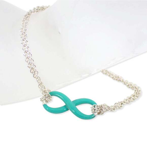 TIFFANY 925 Infinity Blue Double Chain Bracelet